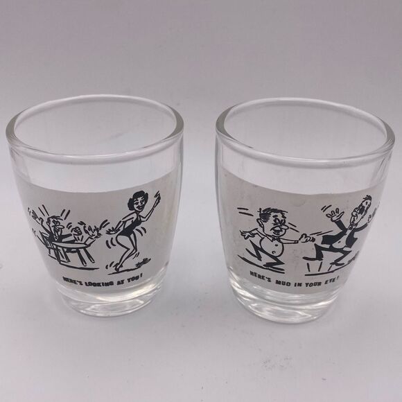 Vintage Anchor Hocking Funny Shot Glasses (2) - Picture 1 of 4